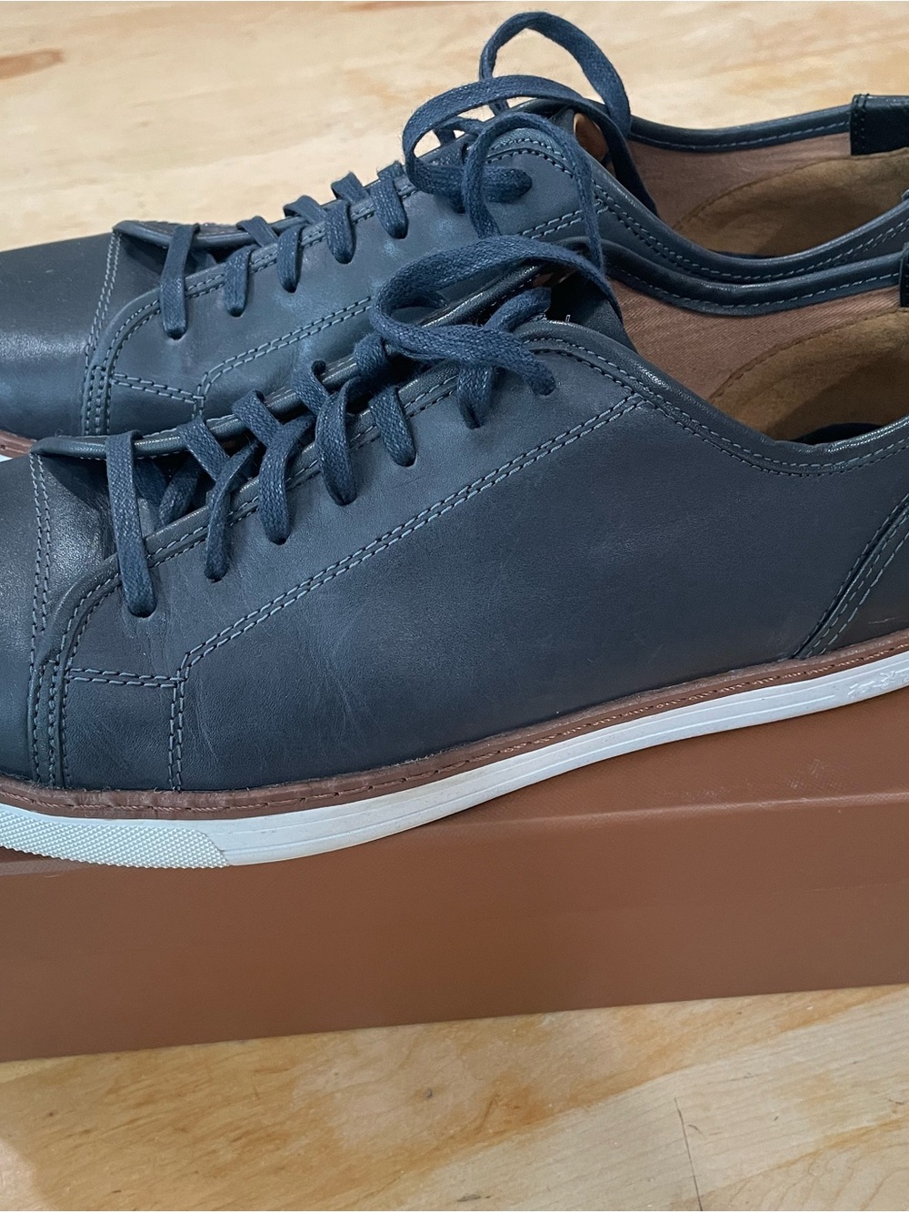 Coach Men's Navy Leather Lace-Up Sneakers